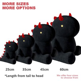 shownicer Plush Toy Dinosaur Cuddly Toy Kawaii Dino Plush Cushion Toy Plush Dinosaur Throw Cushion Cuddly Toy Gift for Children Girls 12+ Years (Black, 25 cm)