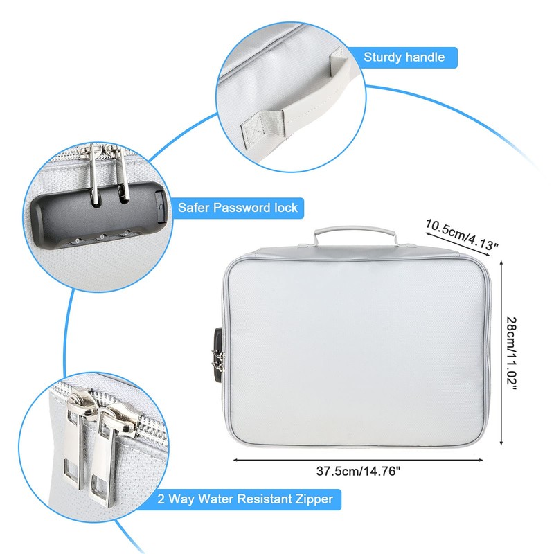File Organizer Bag Fireproof Waterproof Multi Layer Document Organizer File
