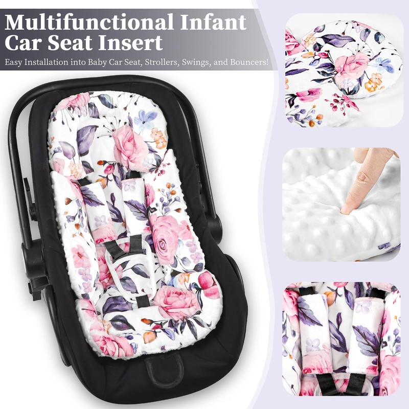 Pea Pod Infant Car Seat Insert with 3 Strap Covers,