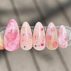 Spring Smell Handmade Nail Tips - Square / 봄내음 수제네일팁 - 스퀘어