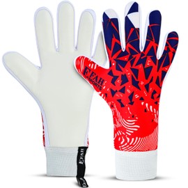 EFAH SPORTS Goalkeeper Gloves for Children and Adults with Padded Palm, Breathable and Strong Grip Football Gloves (Red, Size 6, Suitable for 13 to 15 Years Old, Ambidextrouse)