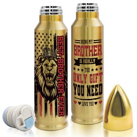 Goiicoln Best Brother Ever Gift Bullet Tumbler 32oz, Gifts for Brother from Sister, Birthday Gifts for Father Brother, Coffee Vacuum Cup Drinking Tumble with Lid, Coworker Gift, Gold