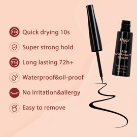 Higu clace Eyelash Seal, 10 ml Eyelash Glue Overnight for Eyelash Extensions, Clear, Quick Drying, Waterproof, Holds 72 Hours Lash Overnighter for Eyelash Clusters, Lash Seal 10 ml