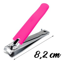 Nail Clippers 8.2 cm - Stainless Steel with Non-Slip Coloured Rubber Handle - Durable and Sharp Nail Clippers for Men and Women - Nail Clipper (Fuchsia)