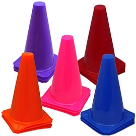 Bluedot Trading 9" Cones for Speed & Agility Sports Equipment, Soccer Training, Football Drills, Track, Indoor Outdoor Activity, Assorted Colors (15 Pack)