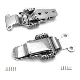 90 Degrees Spring hasp Toolbox Toggle latches Lock，Stainless Steel 304 Toolbox Draw Compression Spring Toggle Latch Catch Clamp W/Screws (L, Type:Without Keyhole)