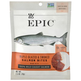 Epic Jerky Bites, 100% Wild Caught, Alaskan Salmon, Maple with Coconut Oil, 2.5 ounce