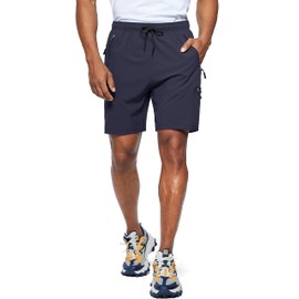 Viodia Pantalones cortos cargo de senderismo para hombre, elásticos, de secado rápido, ligeros, para hombre, casuales, de pesca, con bolsillos, Azul Marino, 3X-Large