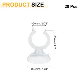 sourcing map 20Pcs Aquarium Suction Cup Clips, 20mm Airline Tube Holders Clamps Cup Holder Sucker Tube Sucker for ID Airline Tubing Fish Tank, Clear