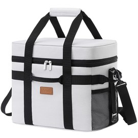Lifewit 20L Soft Cooler Bag with Hard Liner, Large Insulated Picnic Lunch Bag Box Soft-Sided Cooling Bag for Camping、BBQ、Family Outdoor Activities, Silk Gray