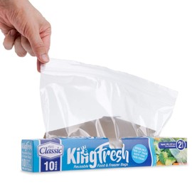 Pack of 10 Plastic 'Double' Zipped Grip ‘n Seal Food Storage Bags ~ 2 Gallon Resealable Bags ~ Extra Large Slider Freezer Bags ~ 33 x 40 cm ~ Great for Food, Sandwiches, Organization & More.