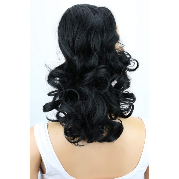 PRETTYSHOP 12" Hairpiece Braid Ponytail Extension Voluminous Wavy Black PH1a