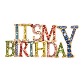 LynixTrade Its My Birthday Badge, Shiny Birthday Badge Girl Boy, Colorful Rhinestone Birth Day Badges for Adults, Hollowed Out Teenager Birth Day Decorations