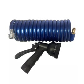 ProCamp RV Spray Down Water Hose 15' Coil W/ Spray Nozzle To Quick Connect