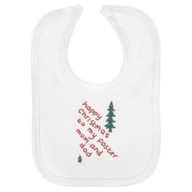 'Happy Christmas To My Foster Mum And Dad' Soft Cotton Baby Bib (BI00062170)