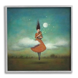 Stupell Industries Fluffy Clouds Surrounding Floating Woman Red Dress, Design by Duy Huynh