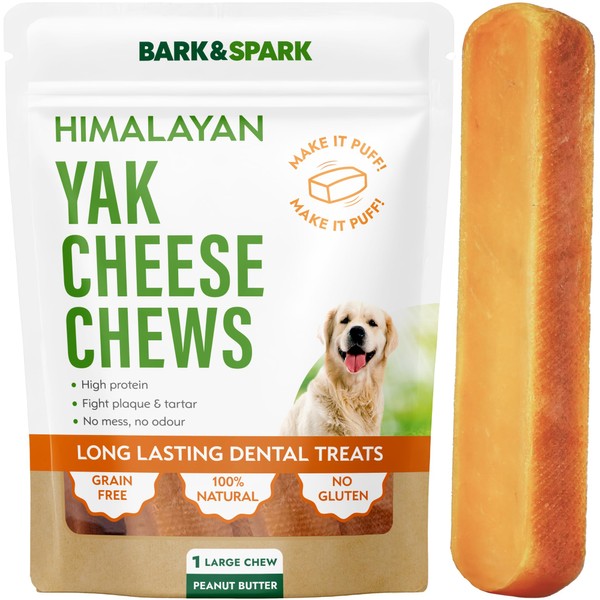 BARK&SPARK Yak Cheese Dog Chews - Large 1pcs - Peanut