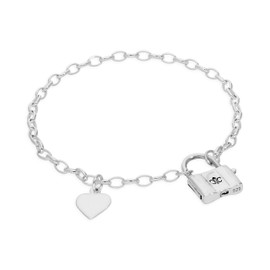 jewellerybox Sterling Silver 7 Inch Bracelet with Heart Tag & Padlock