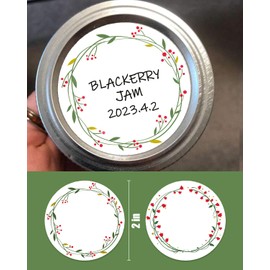 500pcs 2" Canning Labels for Jars and Lids, Round Mason Jar Stickers, 2 Different Wreath Designs, Food Sticker Labels Pantry Labels, Mason Jar Labels Spice Labels Bottle Labels