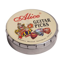 Set of 20x Alice Guitar Picks - Variety Pack - Celluloid - Round Tin