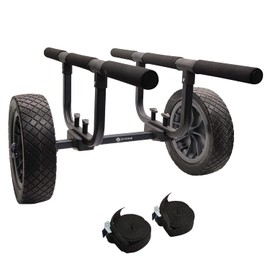 JOIERW Heavy Duty Kayak Cart, Width Adjustable Canoe Cart with 12inch Flatfree Beach Wheels Boat Dolly Cart Transport Carrier