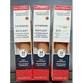 COVERGIRL 3 Pk) CoverGirl Outlast Extreme Wear Concealer Full Coverage #870 Toasted Almond