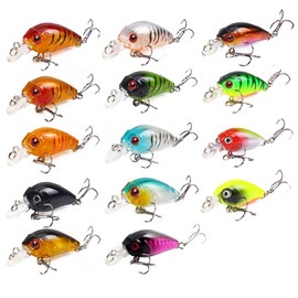 14 Pieces Fishing Lure Set Bait Kit Wobbler Crankbaits with Hooks Hard Popper Bait for Saltwater Freshwater Trout Bass Salmon Fishing Bass Bait Simulation False Bait Fishing Equipment