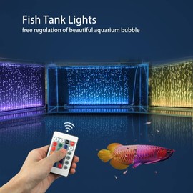 LED Submersible Fish Tank Light: 5050 LED Aquarium Light with RGB Color Changing/Timer and Dimming - IP68 Waterproof Bubble Fish Tank Decorations Lamp for Small Gallon Fish 13cm/5inch