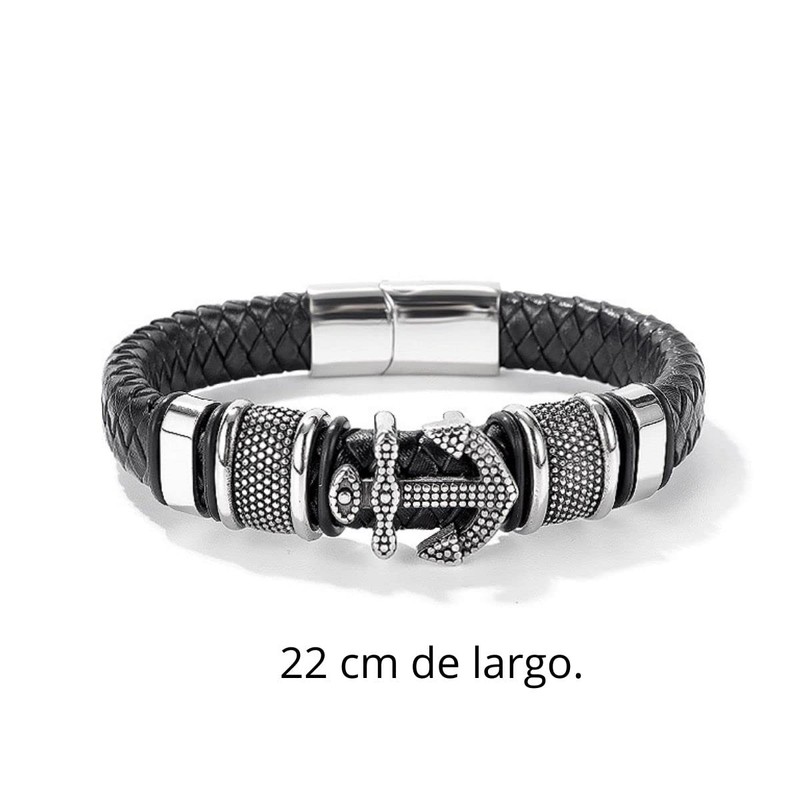 ROAL | Pulsera de piel con acero inóxidable con diseño