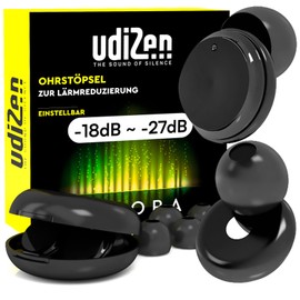 Ear Plugs for Sleeping Travel Learning with Noise Cancelling -18dB ~ -27dB UdiZen Aurora 1 Pair Ergonomic Reusable Earplugs Noise Reduction Adjustable SNR with Hard Case