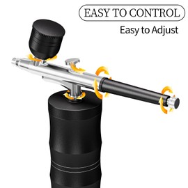 Airbrush Kit with Compressor Portable Airbrush Kit 48PSI High-Pressure Non-Clogging Air Brush Set Cordless Rechargeable with 0.3mm Nozzle and Cleaning Brush for Painting,Nail Art, Makeup (Black)