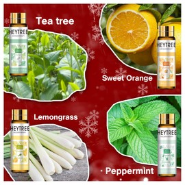 HEYTREE Essential Oils Set 8 x 10 ml, Pure Natural Aromatherapy Essential Oils - Lavender, Eucalyptus, Tea Tree, Vanilla, Peppermint, Lemongrass, Bergamot, Orange