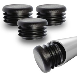 Prescott Plastics 1 1/2” (38.1mm) Outer Diameter Ribbed Plastic Hole Plugs, Round Black Metal Tubing End Caps, Strong Furniture Leg Inserts, Impact & Weather Resistant, Made in The USA - 10 Pack