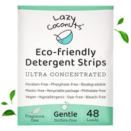 LAZY COCONUTS Laundry Detergent Sheets - Sulfate-free, Gentle - For Sensitive Skin, Baby, Hand Wash - Eco Friendly, Natural, Hypoallergenic, Sulfate Free, Fragrance Free, Unscented Laundry Soap