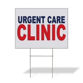 Fastasticdeals Weatherproof Yard Sign Urgent Care Clinic Blue Red Lawn Garden 18x12 Inches 1 Side Print
