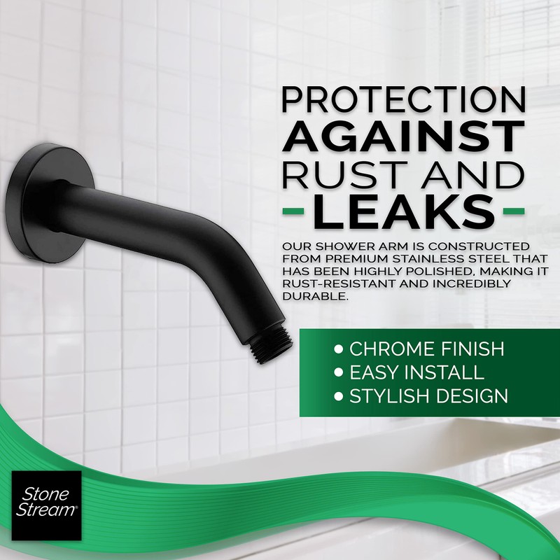 Original StoneStream Shower Arm for Fixed Wall-Mount Shower, Never Rust