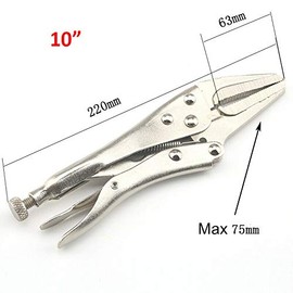 POWERTOOL Self Lock Pliers 10" Mole Grips Adjustable Long Nose Welding Self Hrip Pliers for Riveting Welding Grinding and Other Machining