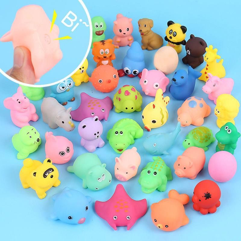 Random Cute Animal Design Bath Toy, 10pcs/set Random Color Soft