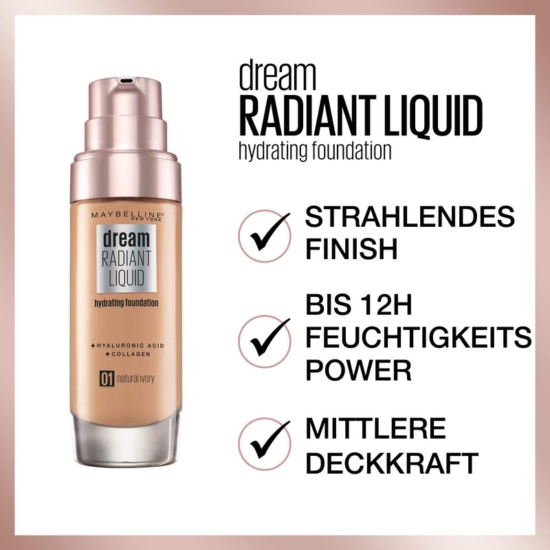 Maybelline New York Make-Up, Dream Radiant Liquid Make-Up, Liquid Foundation