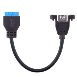 CY Cable USB 3.0 Single Port A Female Screw Mount Type to Motherboard 20pin Header Cable 25cm
