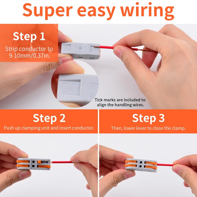 20pc Inline Compact Wire Connectors, USUPERINK Inline Wire Connector, Push