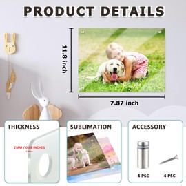 Sublimation Glass Photo Blanks 7.87"x 11.8" Wall Mount Tempered Glass Sublimation Blanks Sublimation Photo Sign Blank for DIY Printing, Wall Decor, Room Decor