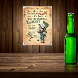Shawprint Limited Alice In wonderland Metal Sign MAD HATTER BONKERS RETRO METAL TIN WALL ART NOVELTY GIFT 10" x 8" (2268M (8" x 6" (200mm x 150mm))