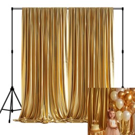 KUKUSOUL Gold Backdrop Curtains for Parties Drapes for Wedding Hanging Drapes Birthday Party Decorations Prom Backdrop 10x10ft KUMTDJ100