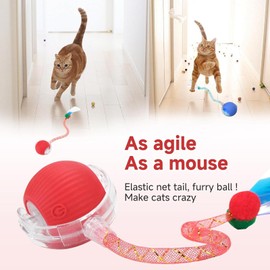 Tchernt Speed 2.0 Tail Interactive Cat Toys for Indoor Cats, Chirping & Motion Activate Ca t Toy, Smart Kitten Rolling Ball Moving Ball Toys, Rechargeable Dog Cat Bal l for Enrichment Exercise (Grey)