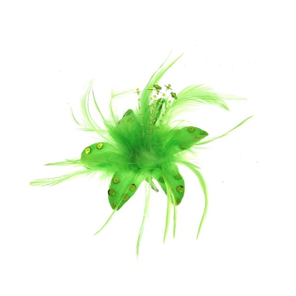 Zac's Alter Ego Fur, Feathers & Sequins Fascinator/Flower on Clip