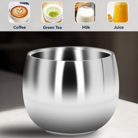 4 x Small Coffee Mugs, Tea Cups, Milk Cups for Outdoor Camping, Stainless Steel Cups, 150 ml, Tea Cups, Espresso Cups, Double-Walled, Vacuum Insulated