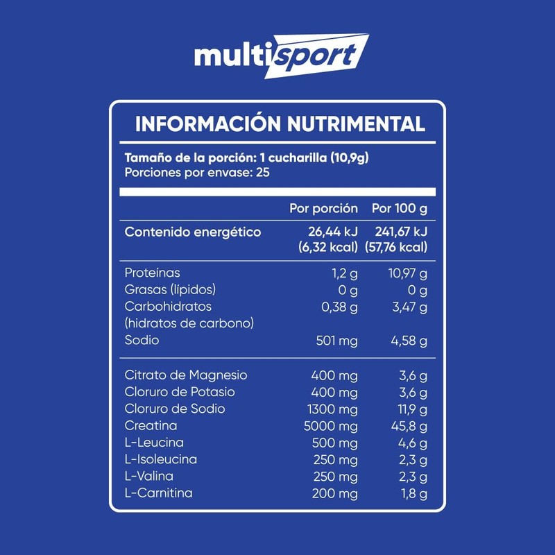 Creatina Monohidratada con Pre Entreno + L Carnitina + Electrolitos