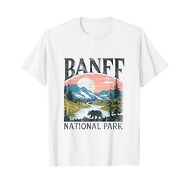 Banff National Park Bear Nature Sunset Canada Retro T-Shirt