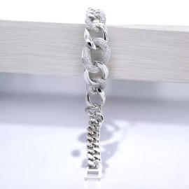 Unbranded Cuban Link Rhodium Plated with Cubic Zirconia Bracelets 9"